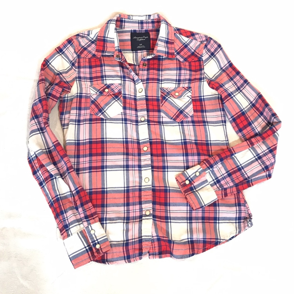 🌟HP🌟American Eagle Plaid in Red, Pink, Navy S/P